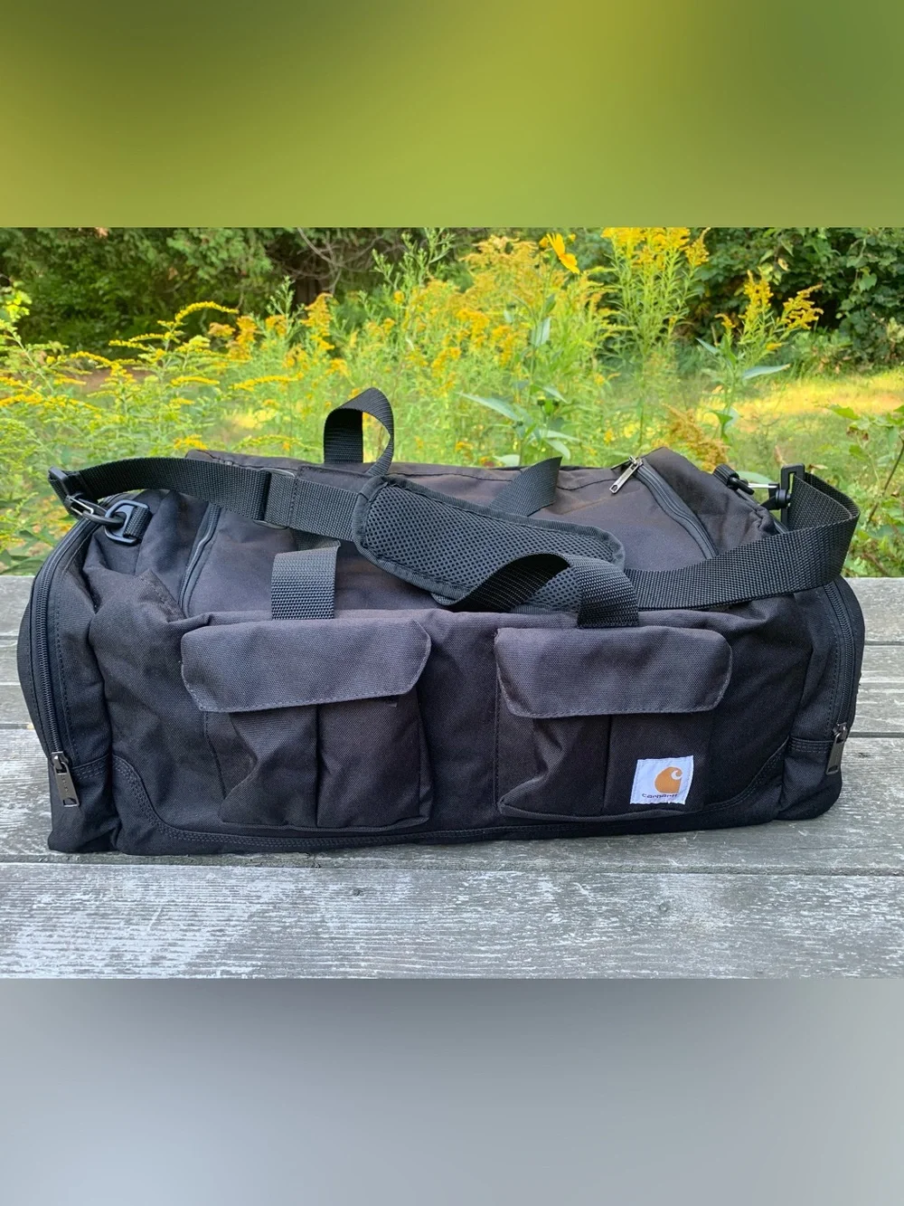 Carhartt Black Canvas Duffel with Dual Front Pockets